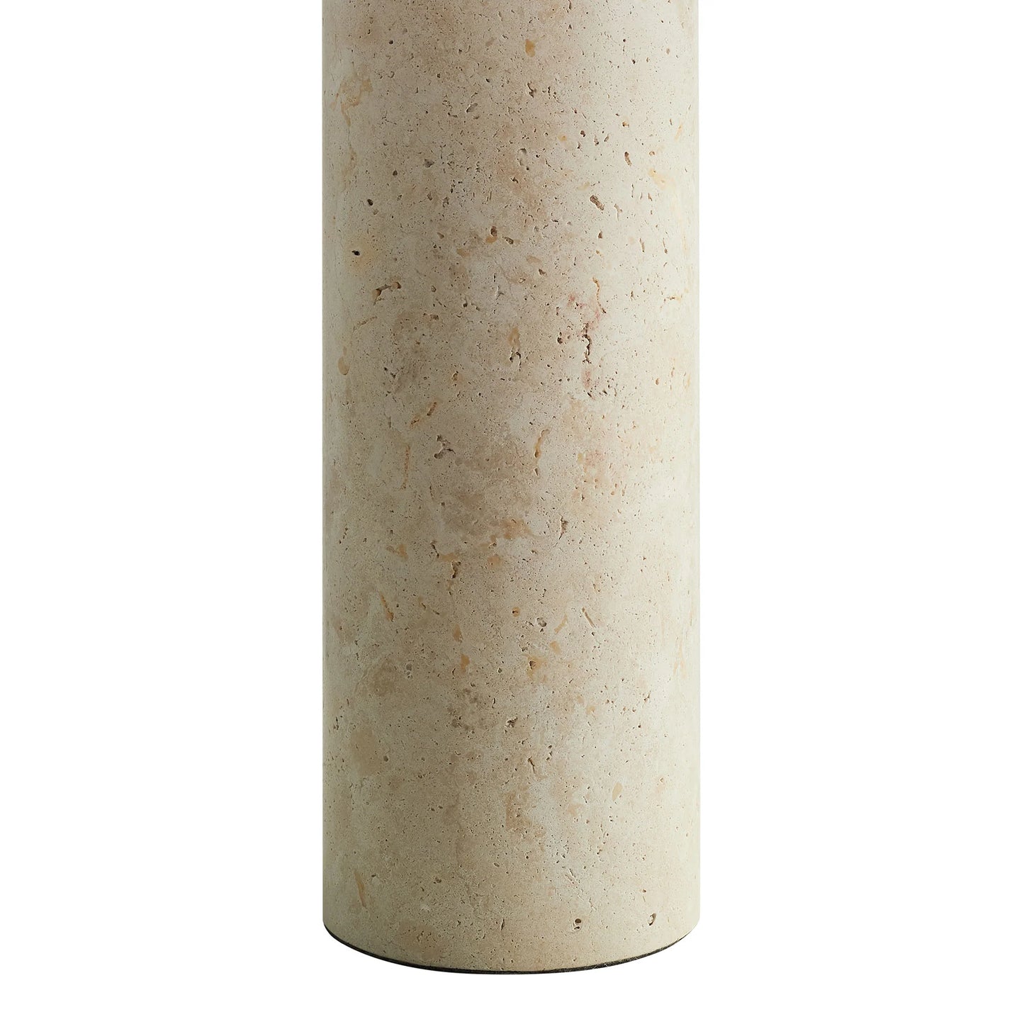 Zenith Travertine Table Lamp – Natural Stone Base with Fabric Drum Shade for Elegant, Organic Lighting