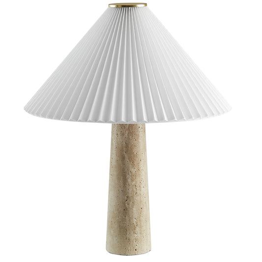 Cove Travertine Table Lamp β Natural Stone Base with Pleated Shade for Soft, Organic Modern Lighting