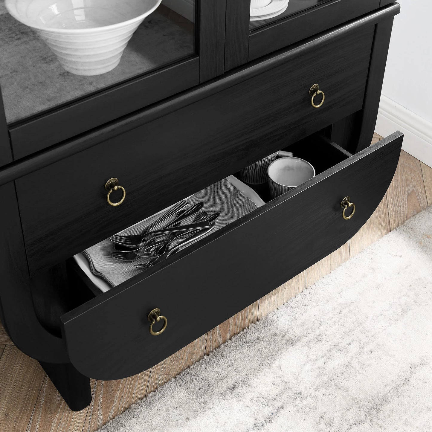 Nyx Arched Display Cabinet in Black – Elegant and Modern Storage Cabinet for Contemporary Interiors