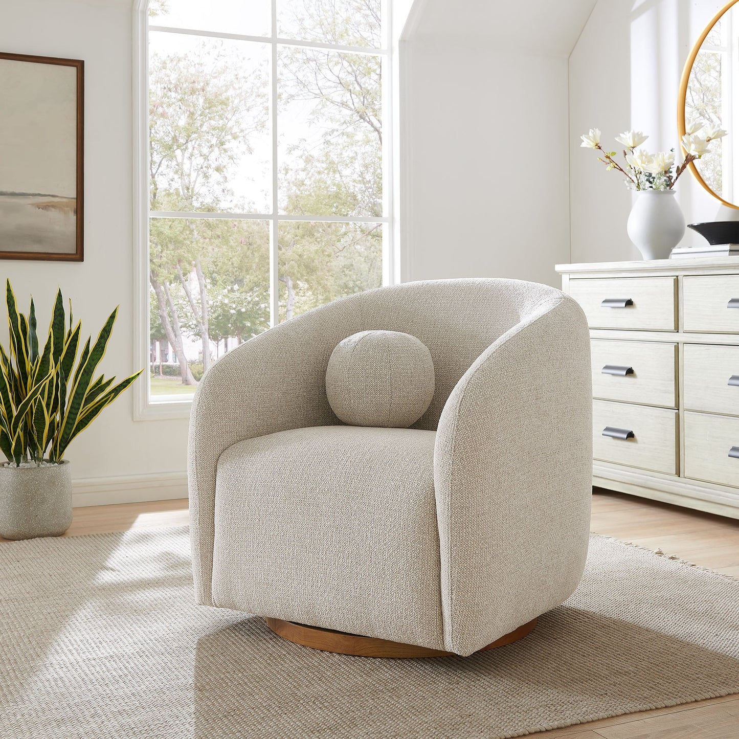 Holland Swivel Armchair – Cozy Chenille Fabric with Smooth, Modern Motion