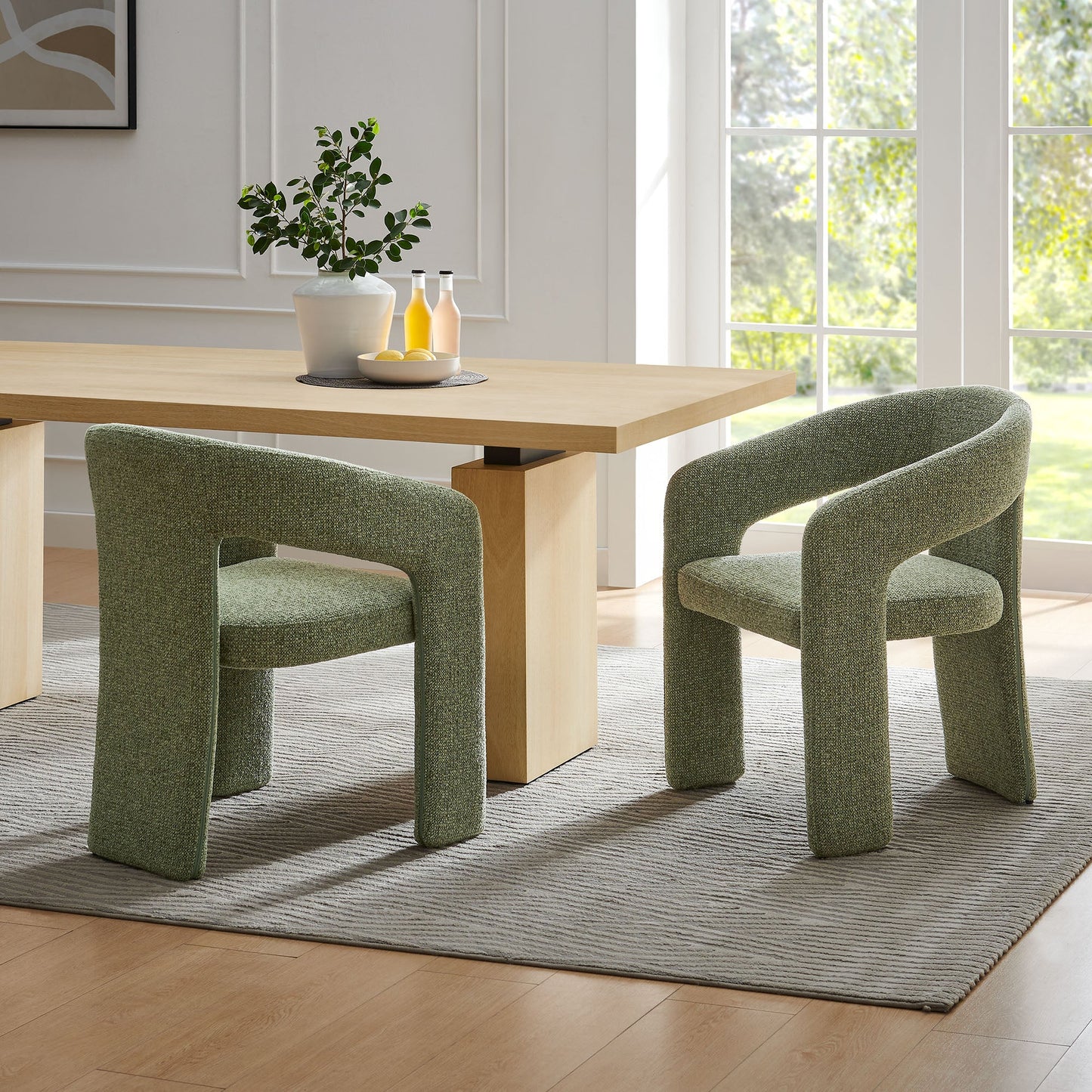 Oslo Barrel Upholstered Dining Chair – Cozy Fabric Accent Seating with Modern Curved Design
