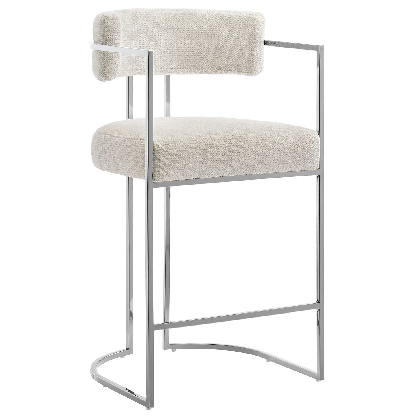 Huron Curved Back Fabric Counter Stool – Stylish Upholstered Seating with Sleek Metal Frame for Modern Kitchens