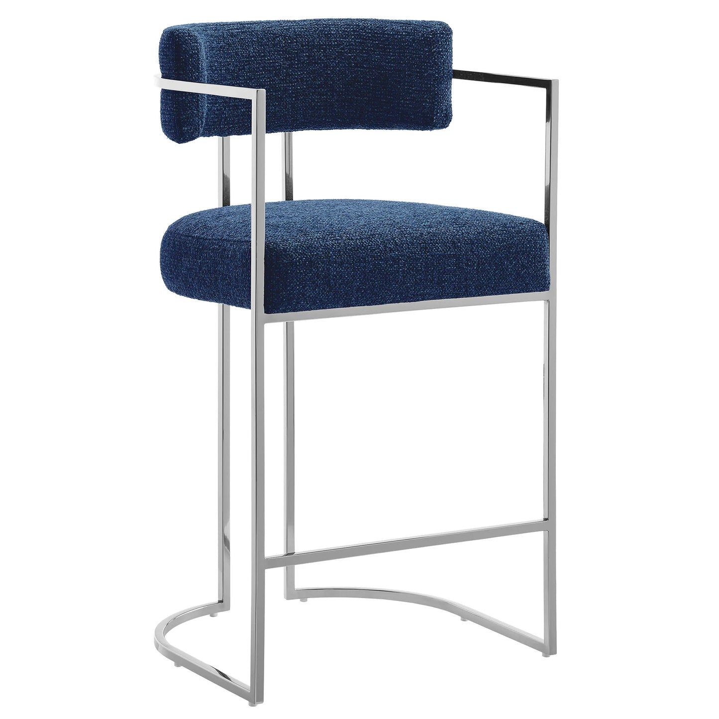 Huron Curved Back Fabric Counter Stool – Stylish Upholstered Seating with Sleek Metal Frame for Modern Kitchens