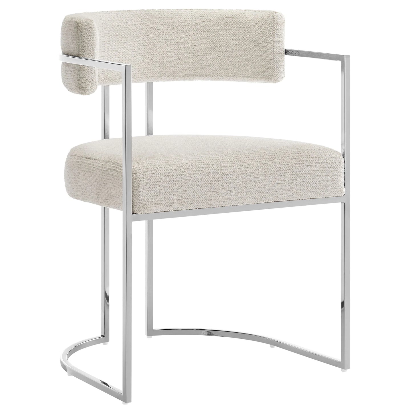 Huron Curved Back Fabric Dining Chair – Elegant Upholstered Seating with Modern Metal Frame