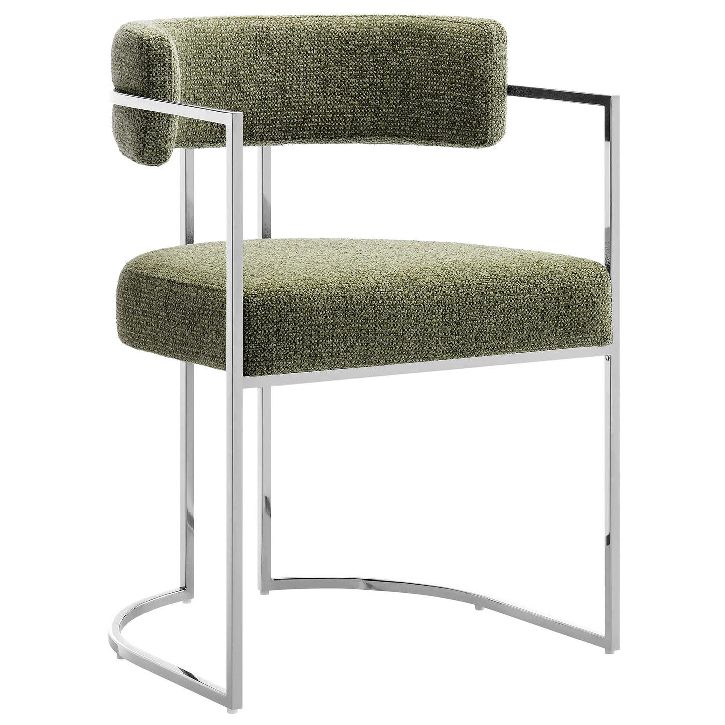 Huron Curved Back Fabric Dining Chair – Elegant Upholstered Seating with Modern Metal Frame