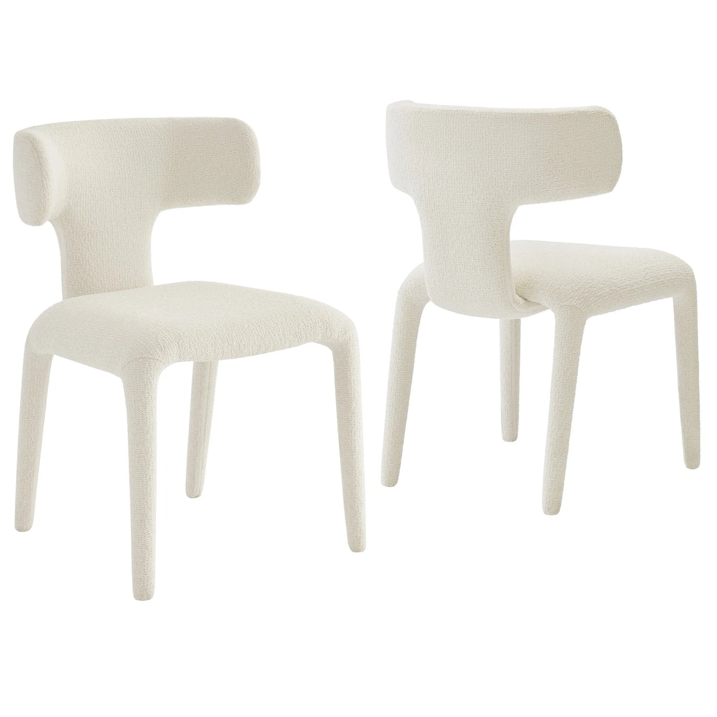 Stellan Curved Back Boucle Dining Chairs – Set of 2 Cozy and Stylish Upholstered Seats for Modern Dining Spaces
