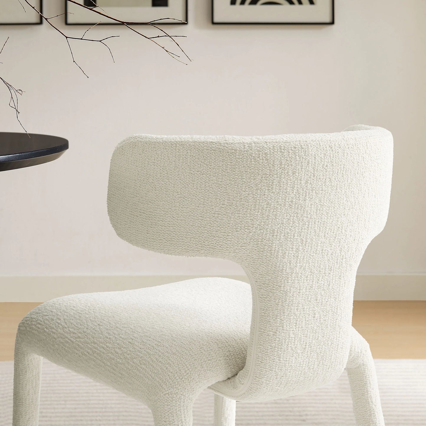 Stellan Curved Back Boucle Dining Chairs – Set of 2 Cozy and Stylish Upholstered Seats for Modern Dining Spaces