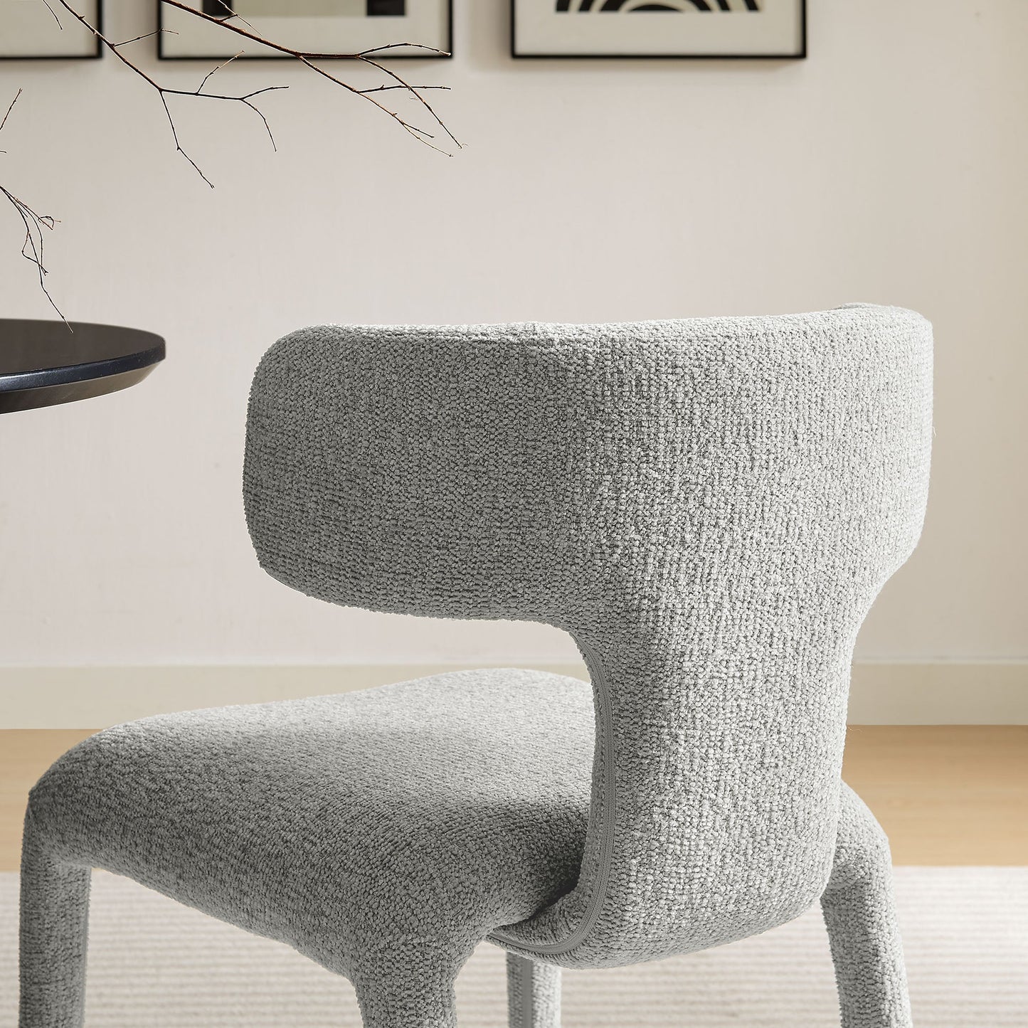 Stellan Curved Back Boucle Dining Chairs – Set of 2 Cozy and Stylish Upholstered Seats for Modern Dining Spaces