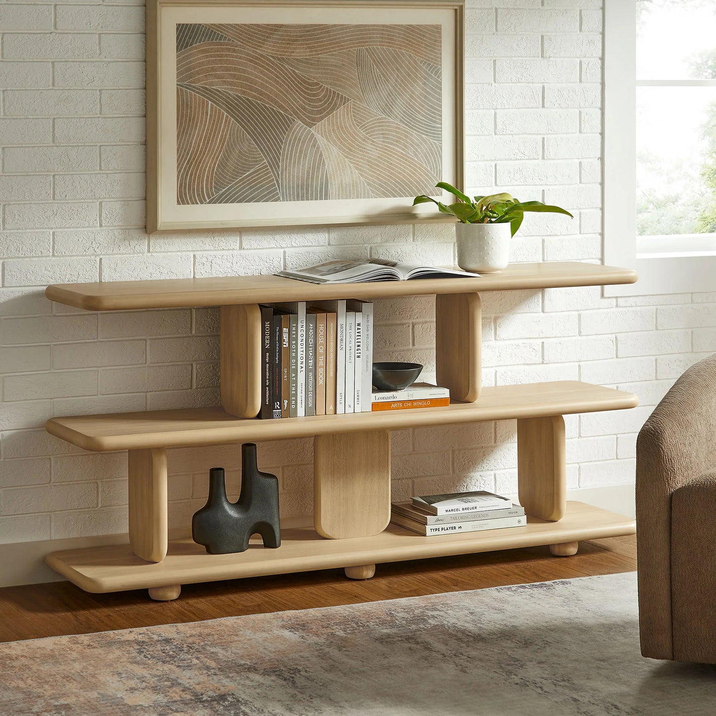 Lyle Sculptural 2-Tier Bookshelf – Modern and Artistic Storage Solution for Living Rooms and Offices