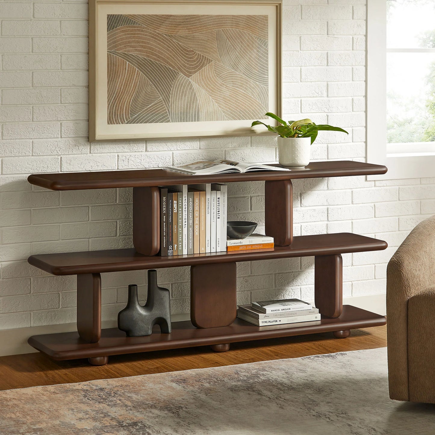 Lyle Sculptural 2-Tier Bookshelf β Modern and Artistic Storage Solution for Living Rooms and Offices
