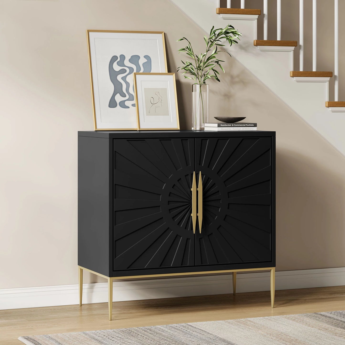 Awaken 35" Black Accent Cabinet – Modern Storage Solution with Sleek Silhouette for Any Room