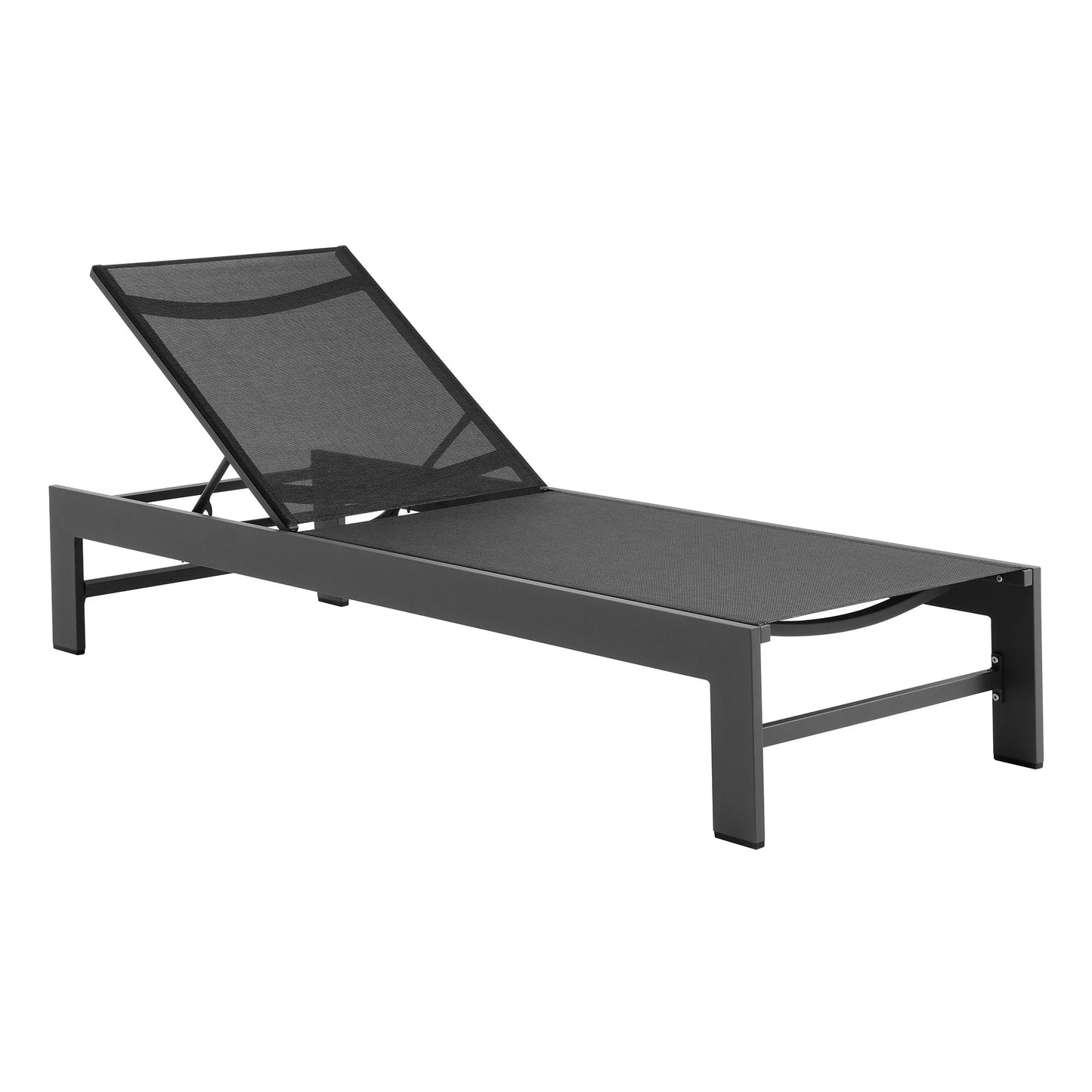 Tahoe Outdoor Patio Mesh and Aluminum Chaise Lounge in Gray – Stylish and Comfortable Lounge Chair for Patio Relaxation