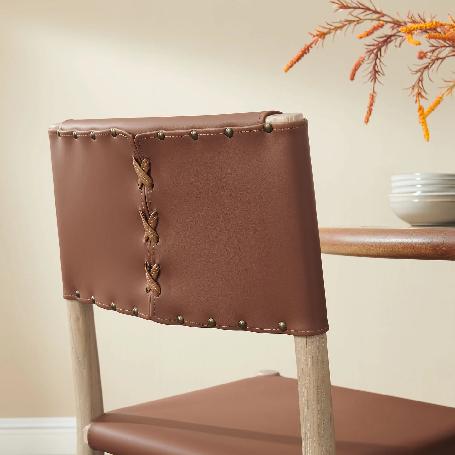 Dover Wood Vegan Leather Dining Side Chairs – Set of 2 Stylish and Durable Chairs for Modern Dining Rooms