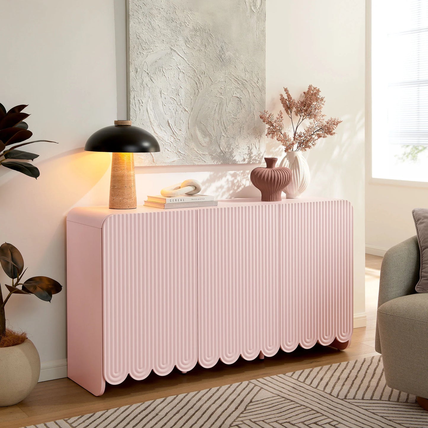 Dahlia Fluted & Scalloped Sideboard – Stylish Storage Cabinet with Elegant Carved Detailing for Dining and Living Rooms