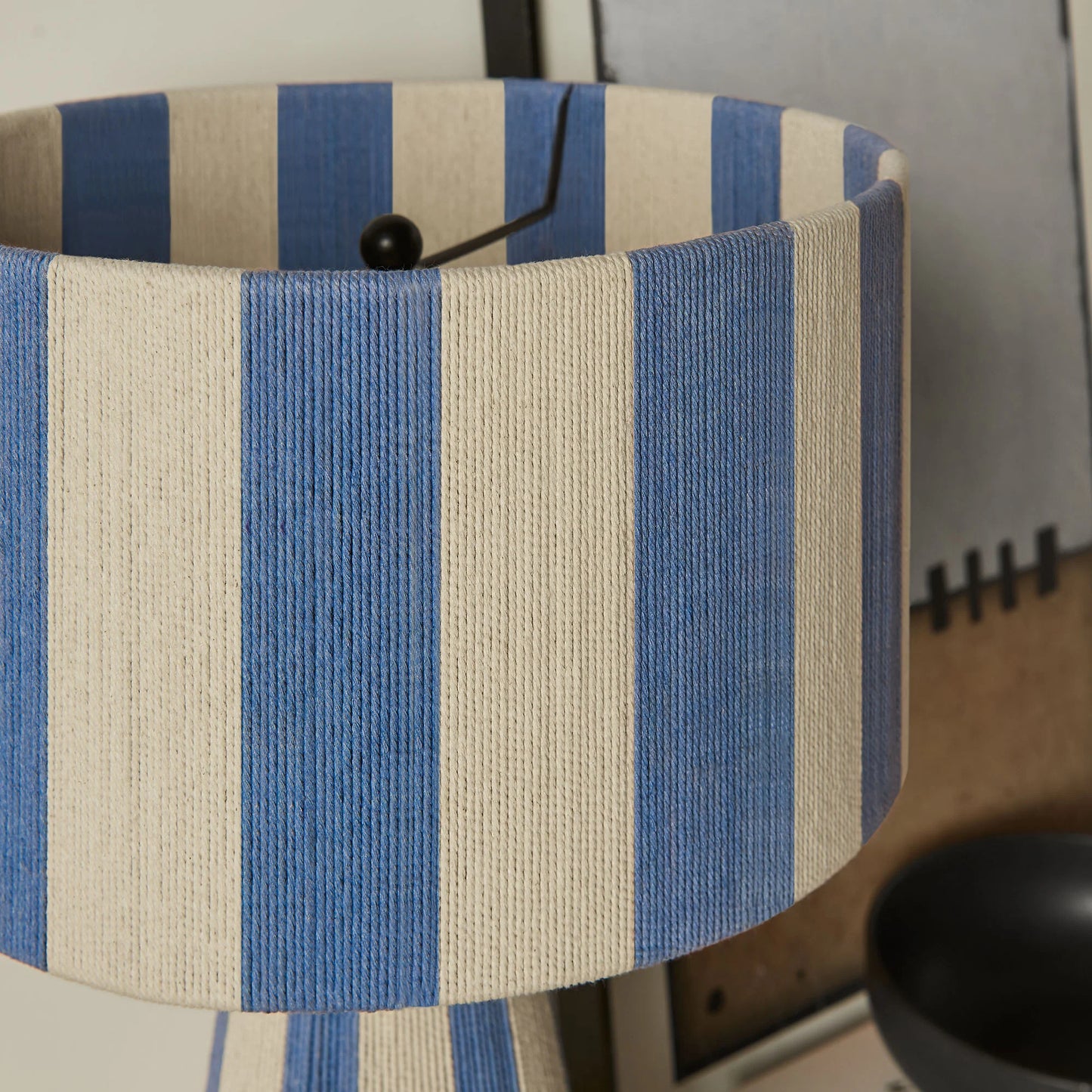 Renae Handwoven Striped Cotton Thread Table Lamp – Boho-Inspired Accent Lighting