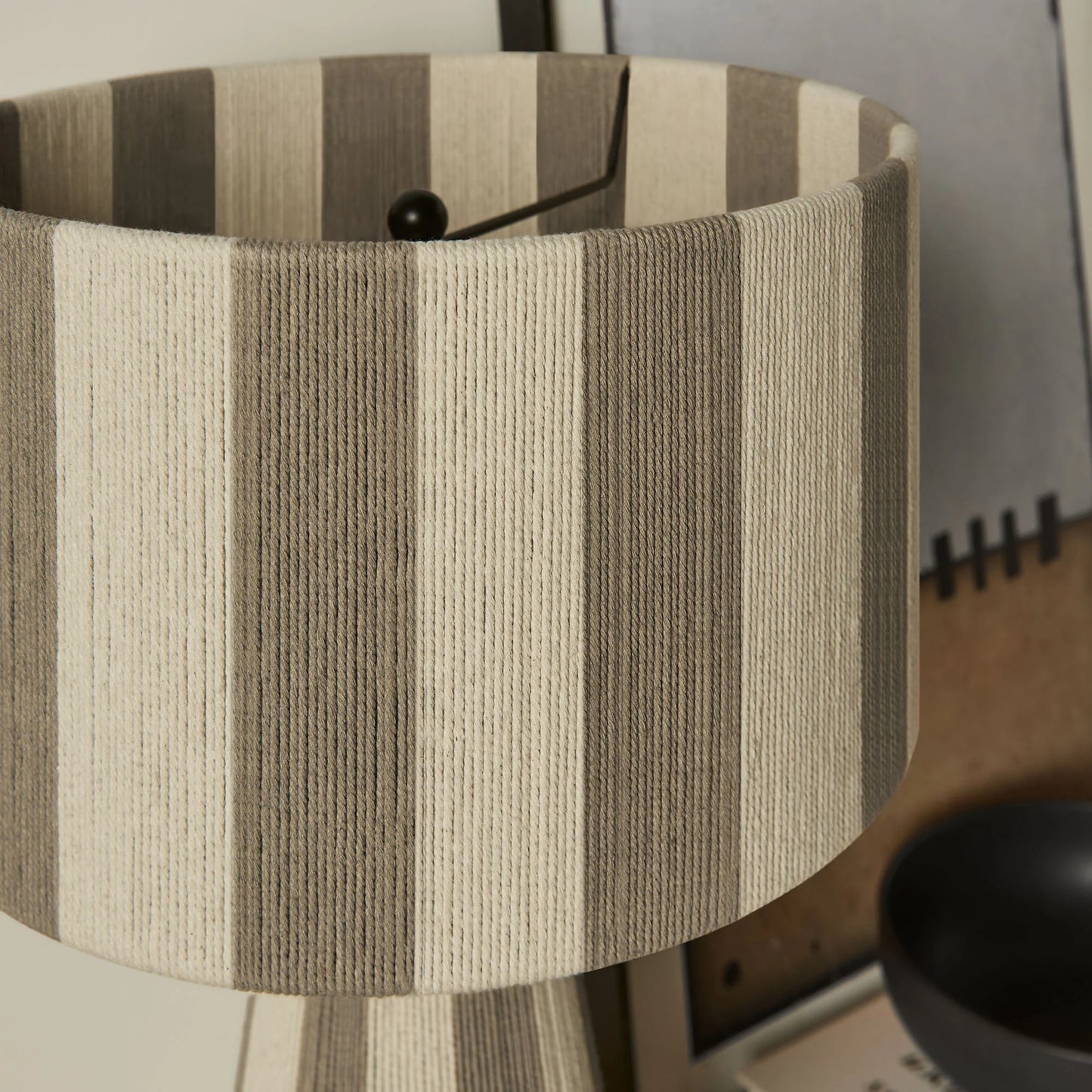 Renae Handwoven Striped Cotton Thread Table Lamp – Boho-Inspired Accent Lighting
