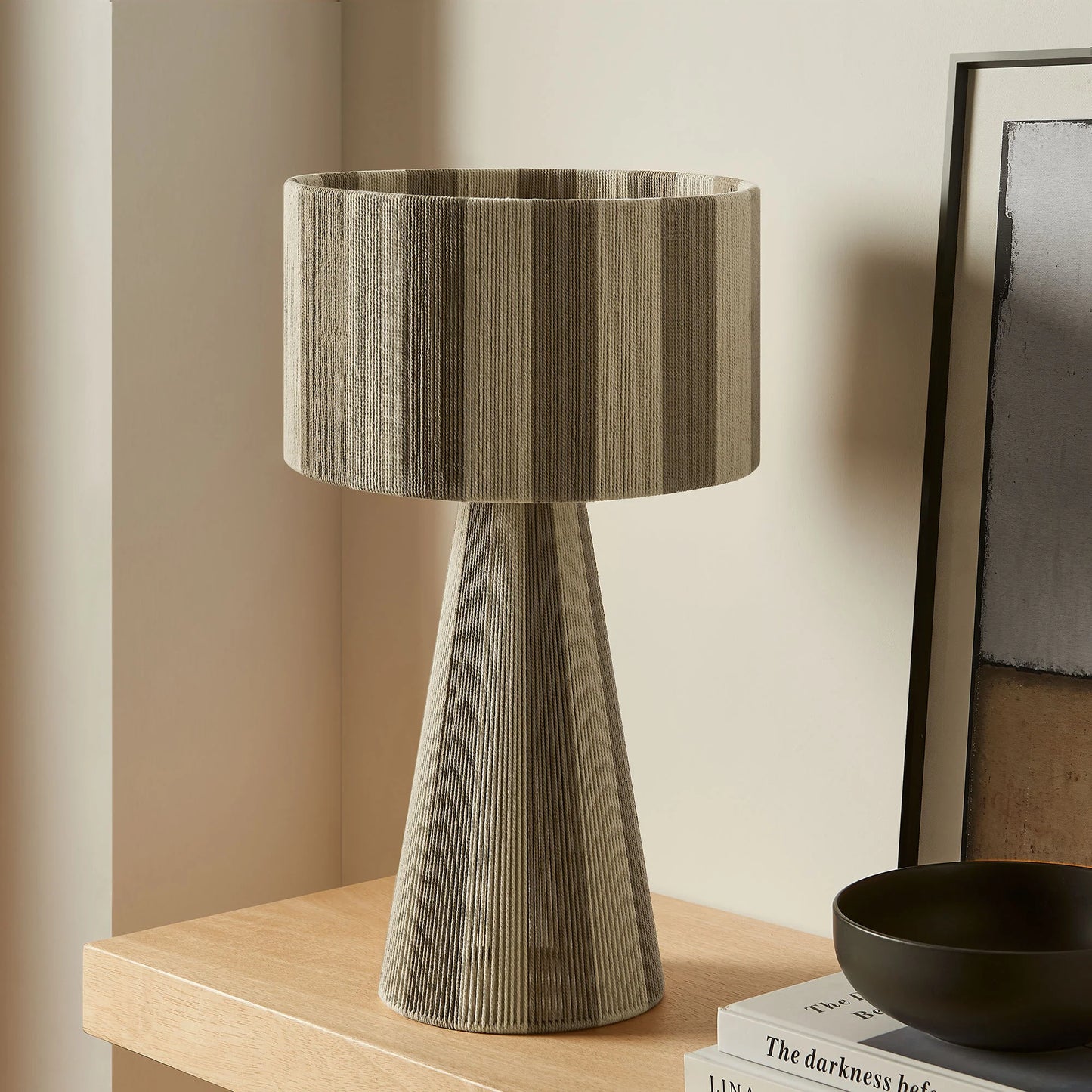 Renae Handwoven Striped Cotton Thread Table Lamp β Boho-Inspired Accent Lighting