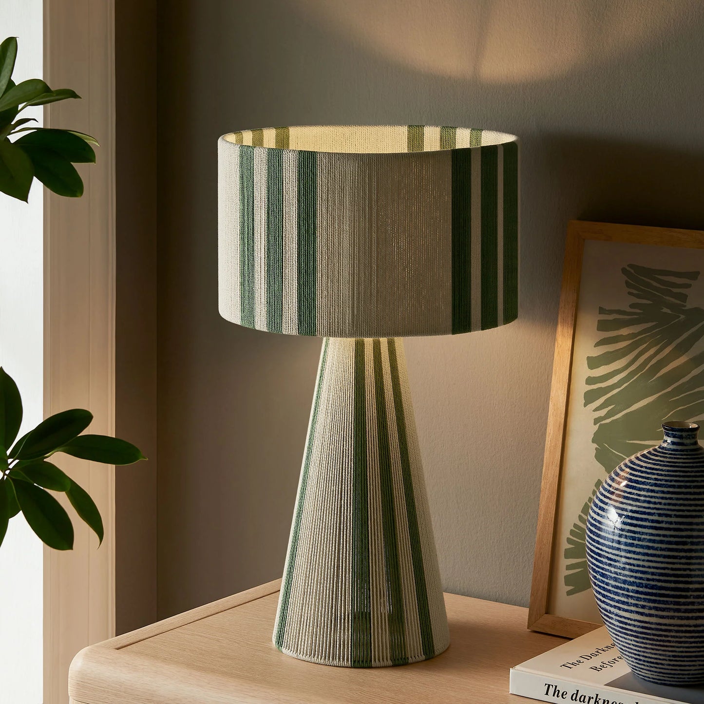 Gia Handwoven Cotton Thread Table Lamp – Striped or Plain Design for Stylish Accent Lighting