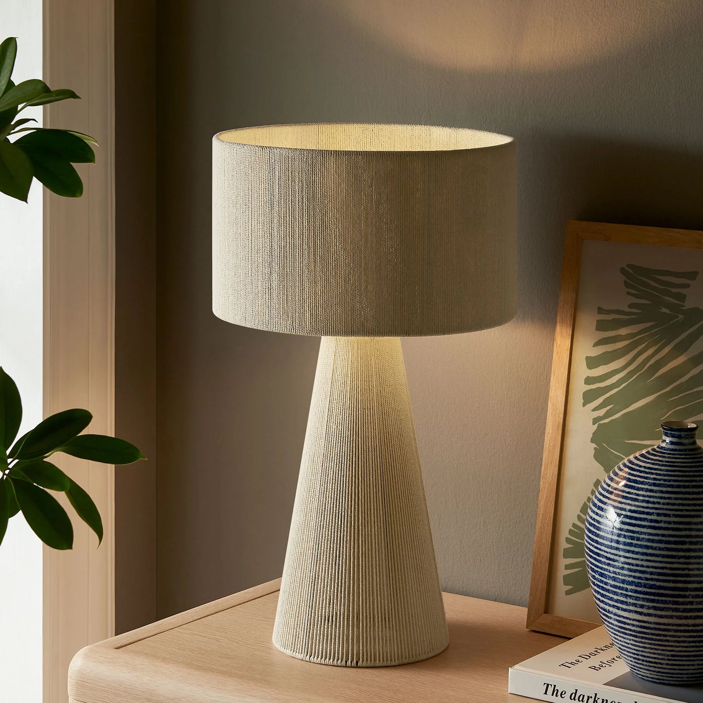Gia Handwoven Cotton Thread Table Lamp – Striped or Plain Design for Stylish Accent Lighting
