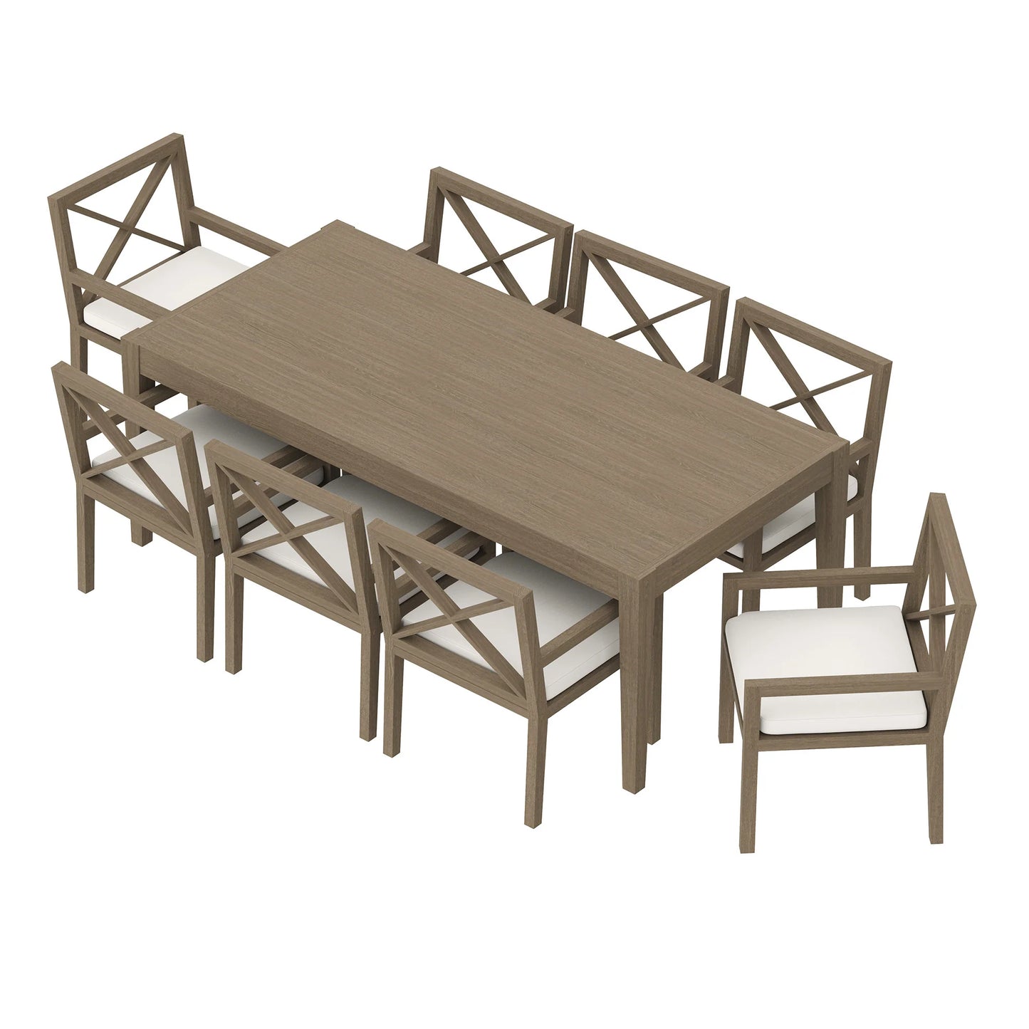 Northlake 9-Piece Outdoor Patio Teak Wood Dining Set – Weathered Gray Finish