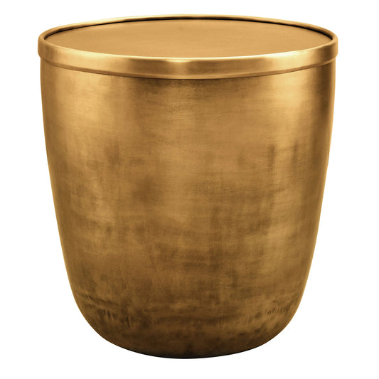Viora Metal Storage Side Table β Burnished Brass Finish with Hidden Storage