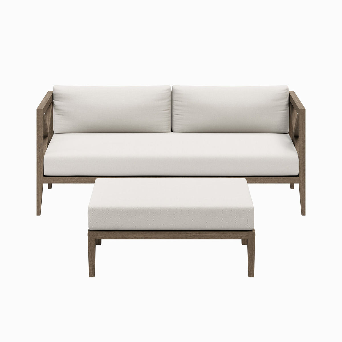 Northlake Outdoor Teak Wood Loveseat and Ottoman Set