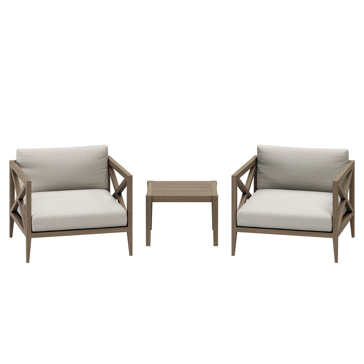 Northlake 3-Piece Outdoor Teak Wood Furniture Set with Armchair and Side Table