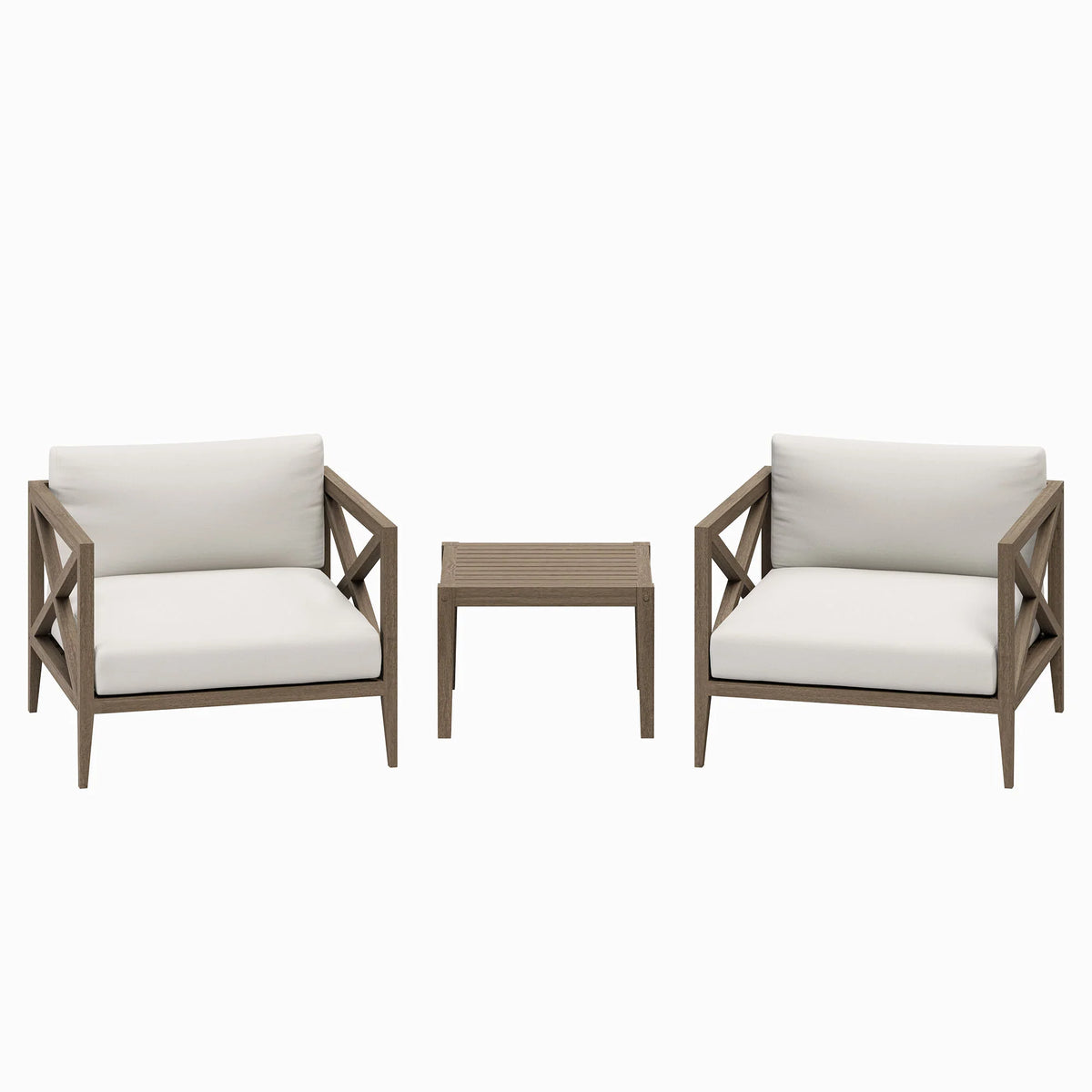 Northlake 3-Piece Outdoor Teak Wood Furniture Set with Armchair and Side Table
