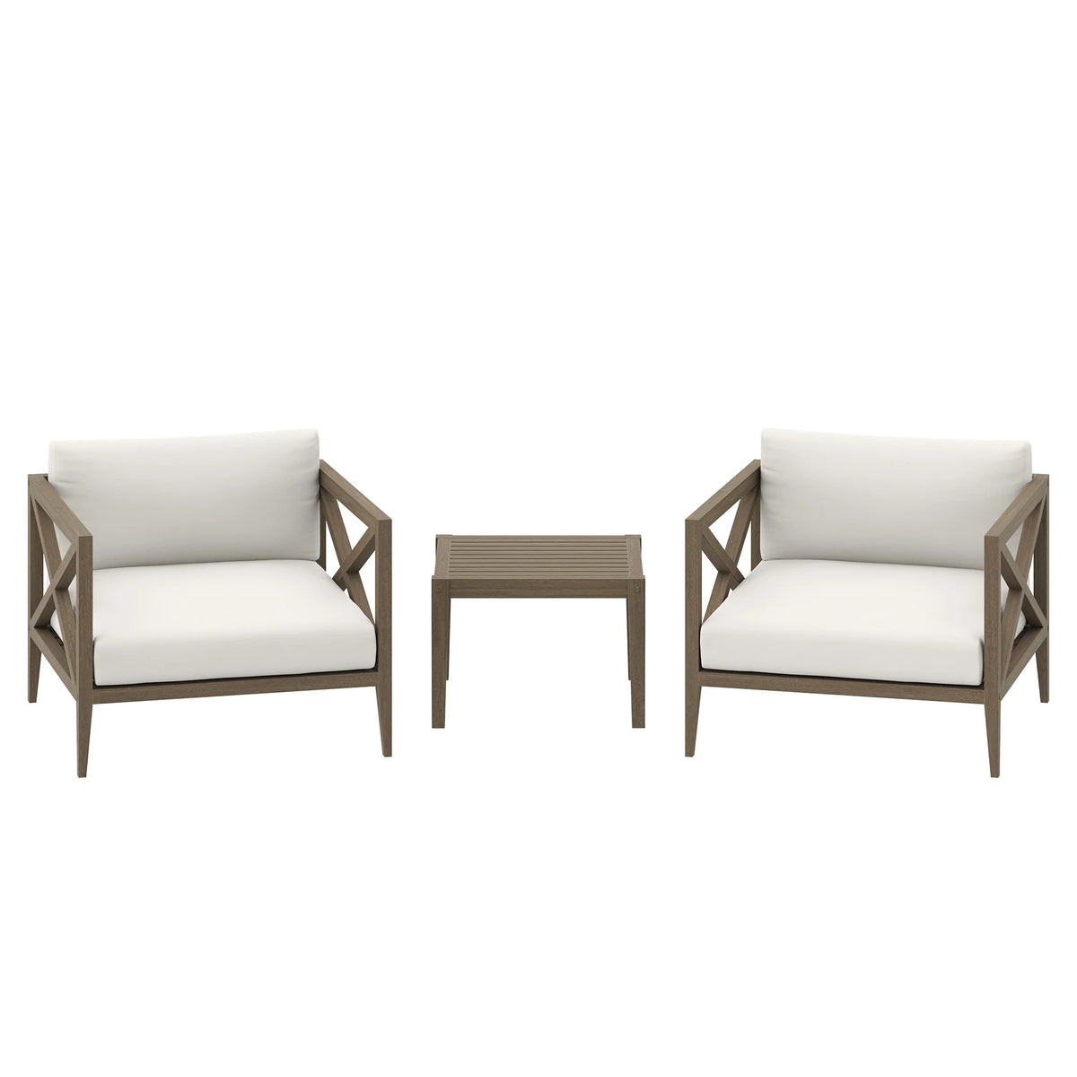 Northlake 3-Piece Outdoor Teak Wood Furniture Set with Armchair and Side Table