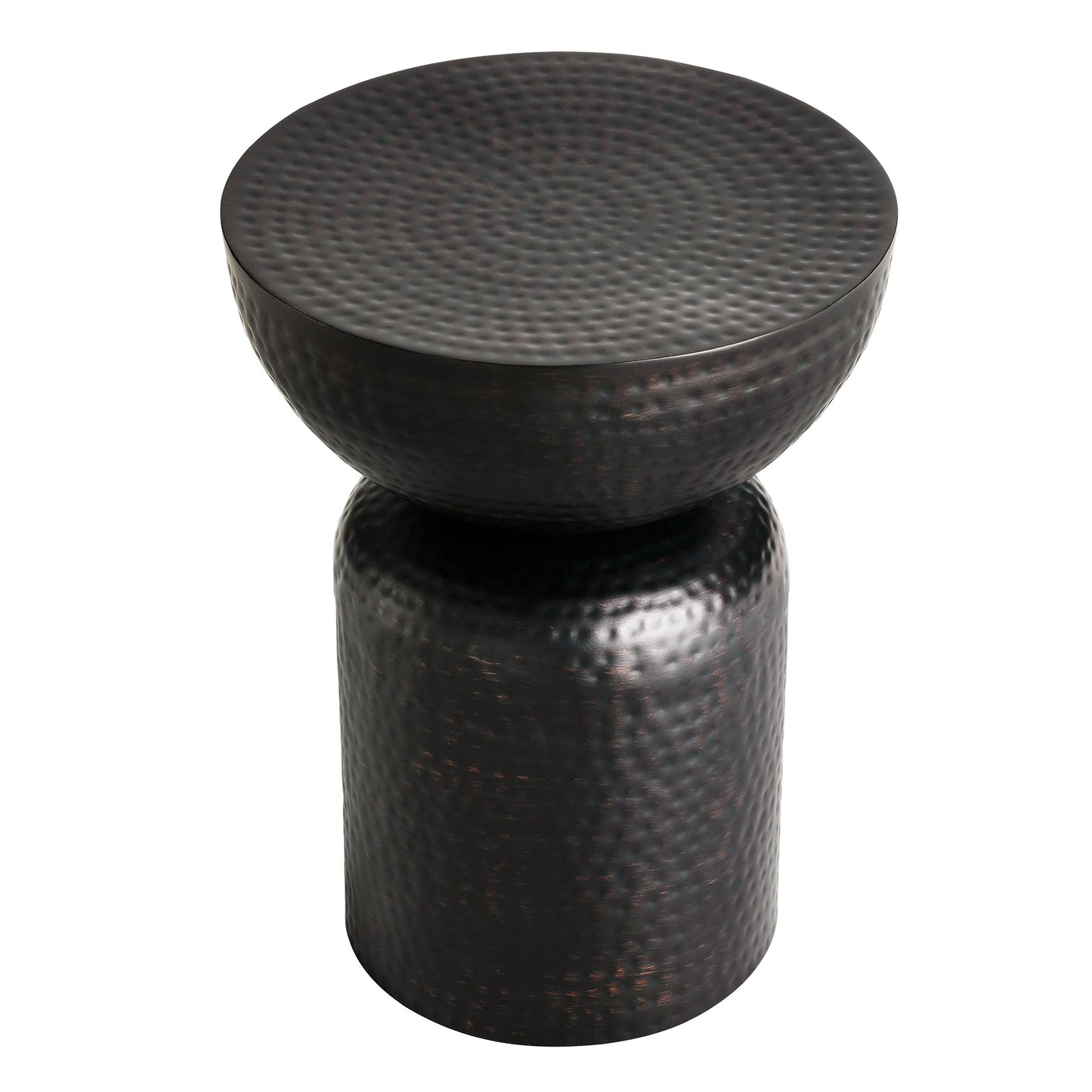 Mella Metal Hammered Side Table – Modern Black Finish with Textured Design