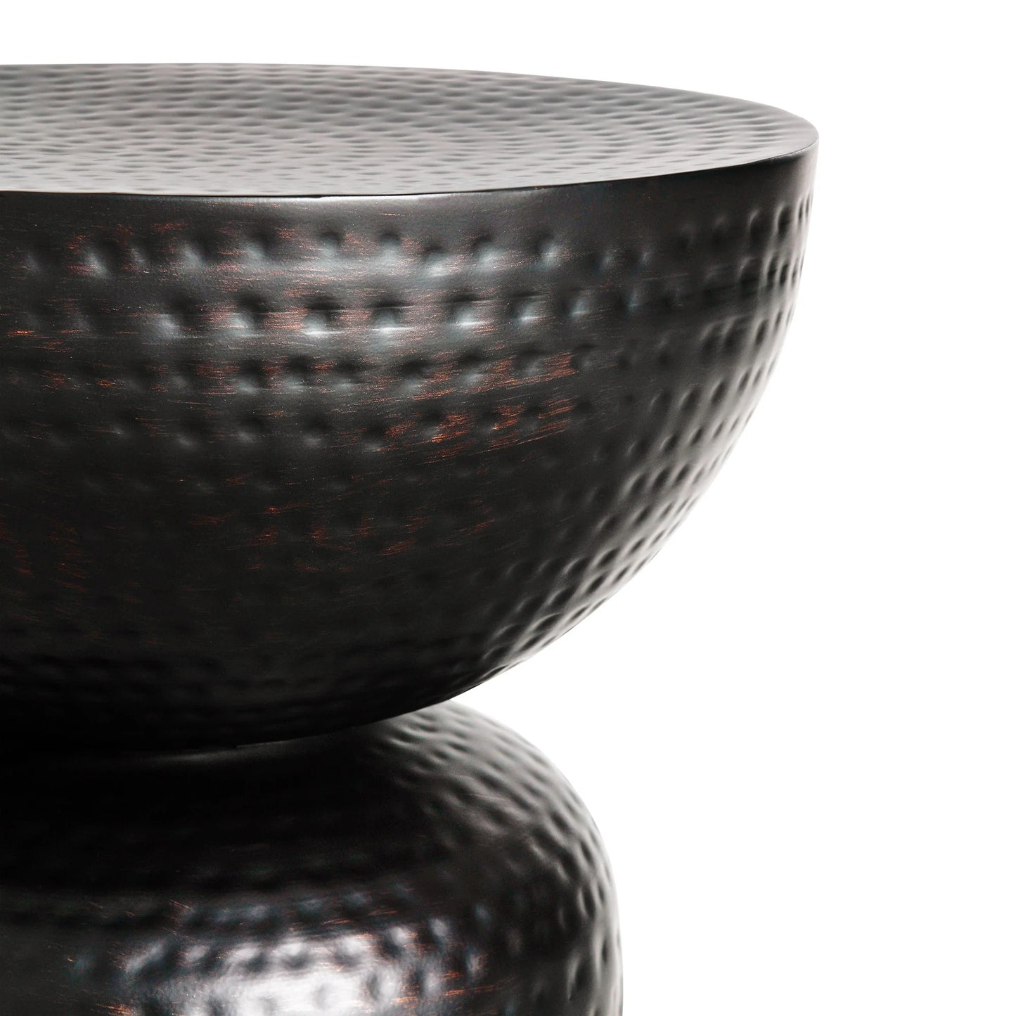 Mella Metal Hammered Side Table – Modern Black Finish with Textured Design