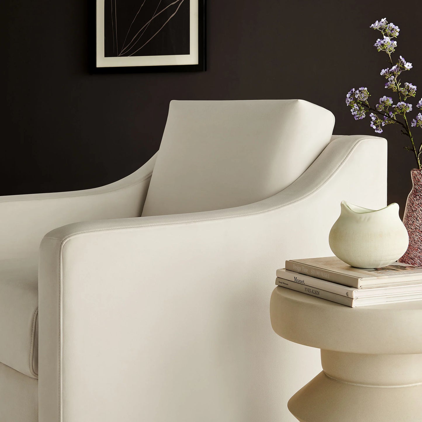 Liora Performance Velvet Armchair – Elegant and Comfortable Seating for Modern Living Spaces