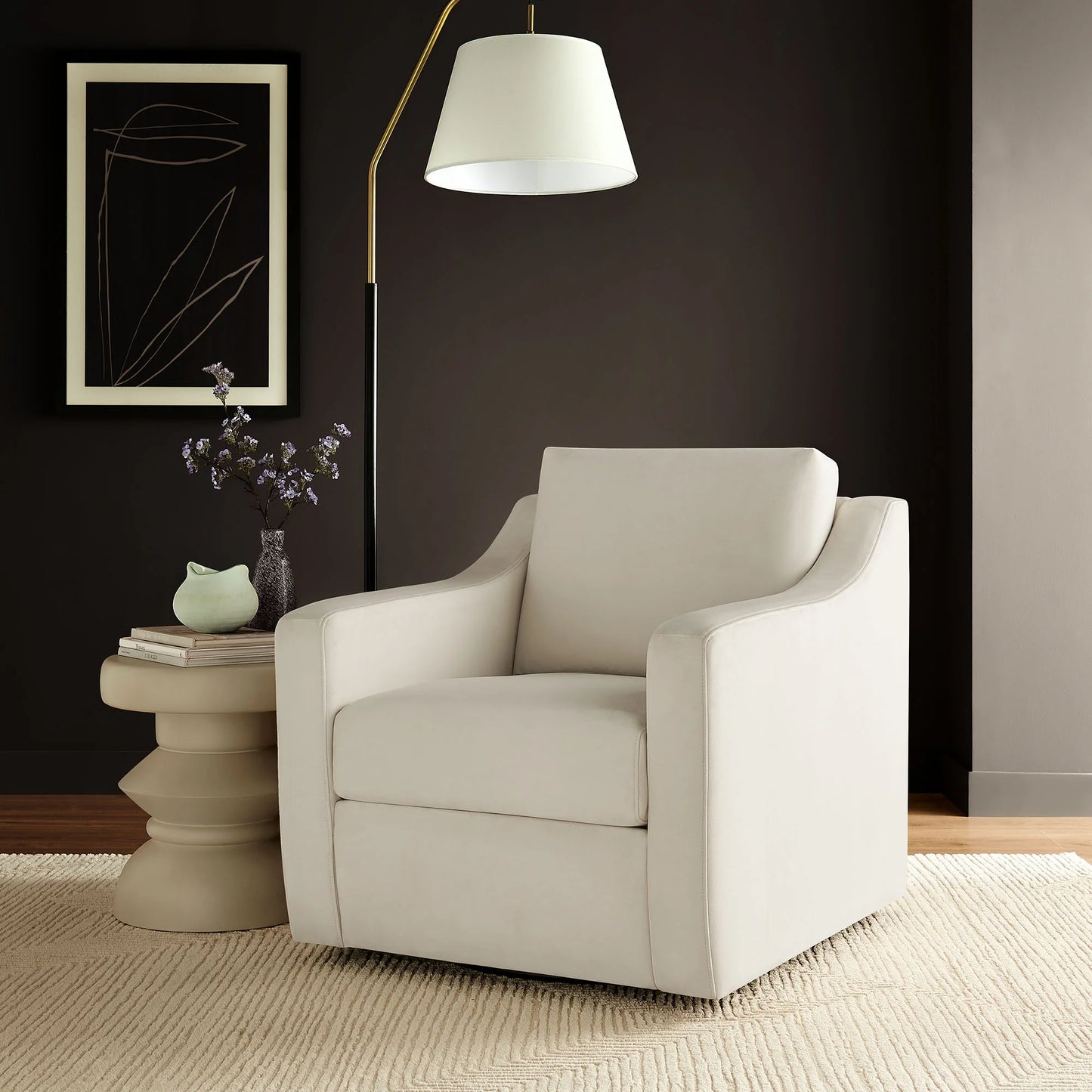 Liora Performance Velvet Armchair – Elegant and Comfortable Seating for Modern Living Spaces