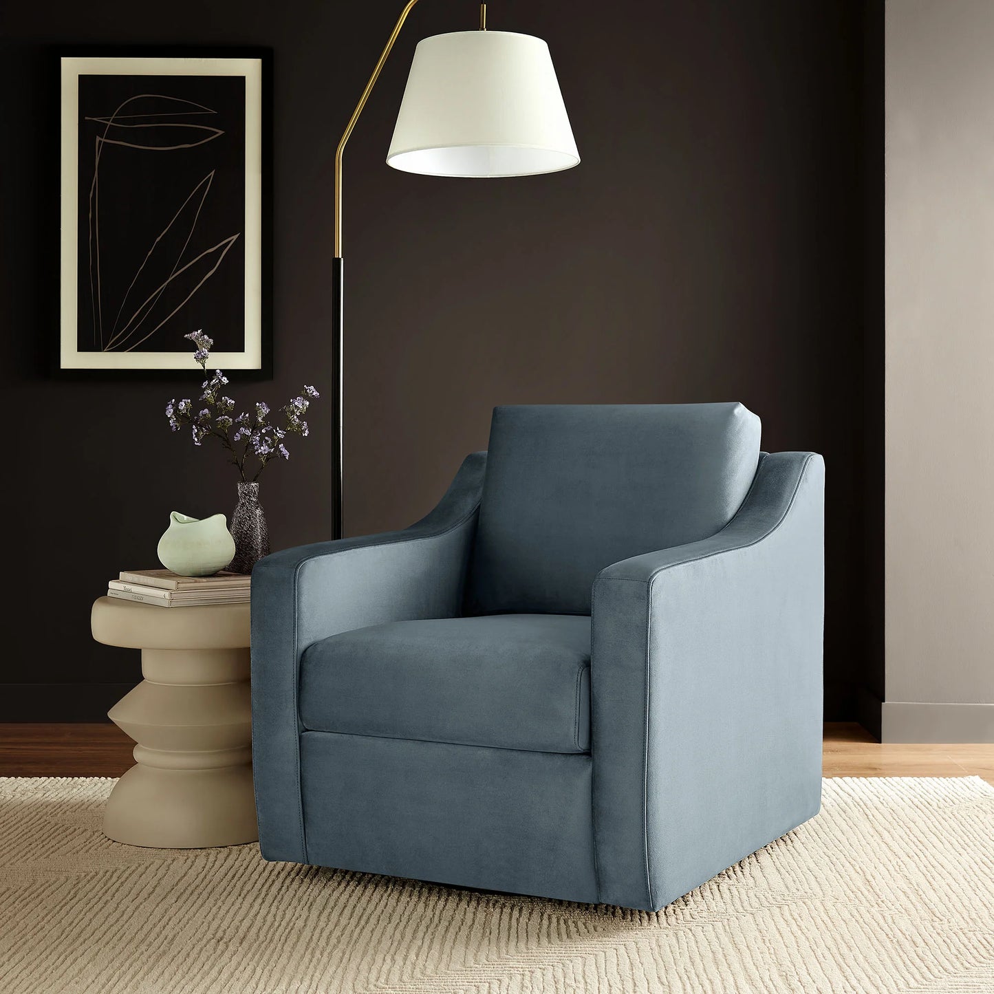 Liora Performance Velvet Armchair – Elegant and Comfortable Seating for Modern Living Spaces