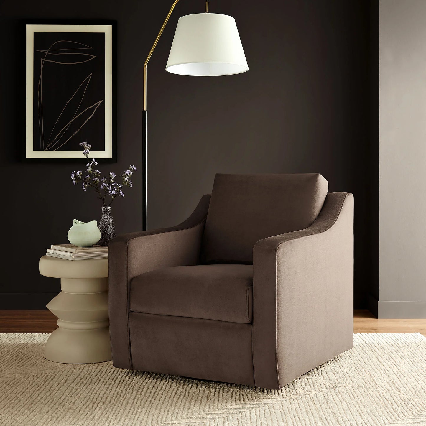 Liora Performance Velvet Armchair – Elegant and Comfortable Seating for Modern Living Spaces