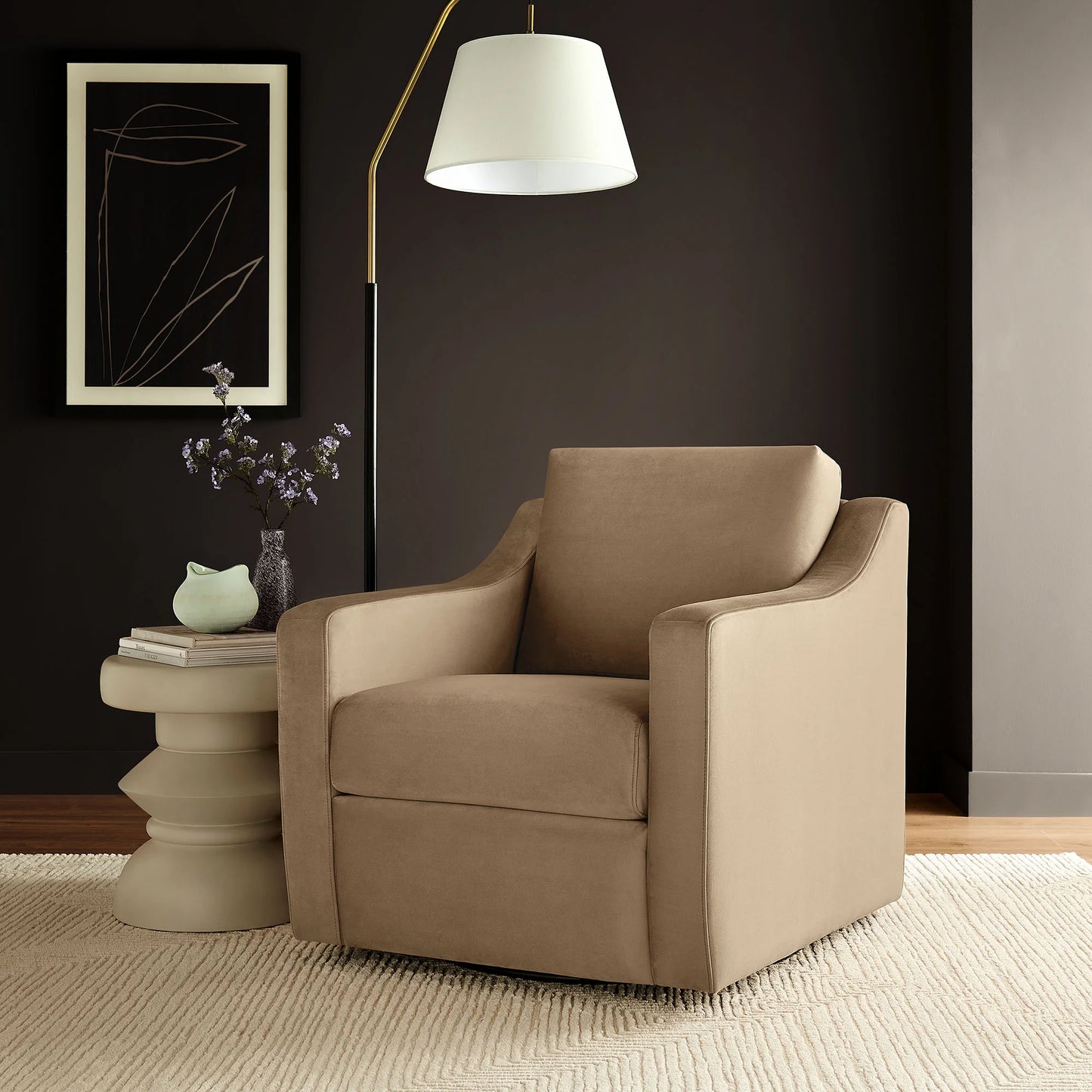 Liora Performance Velvet Armchair – Elegant and Comfortable Seating for Modern Living Spaces