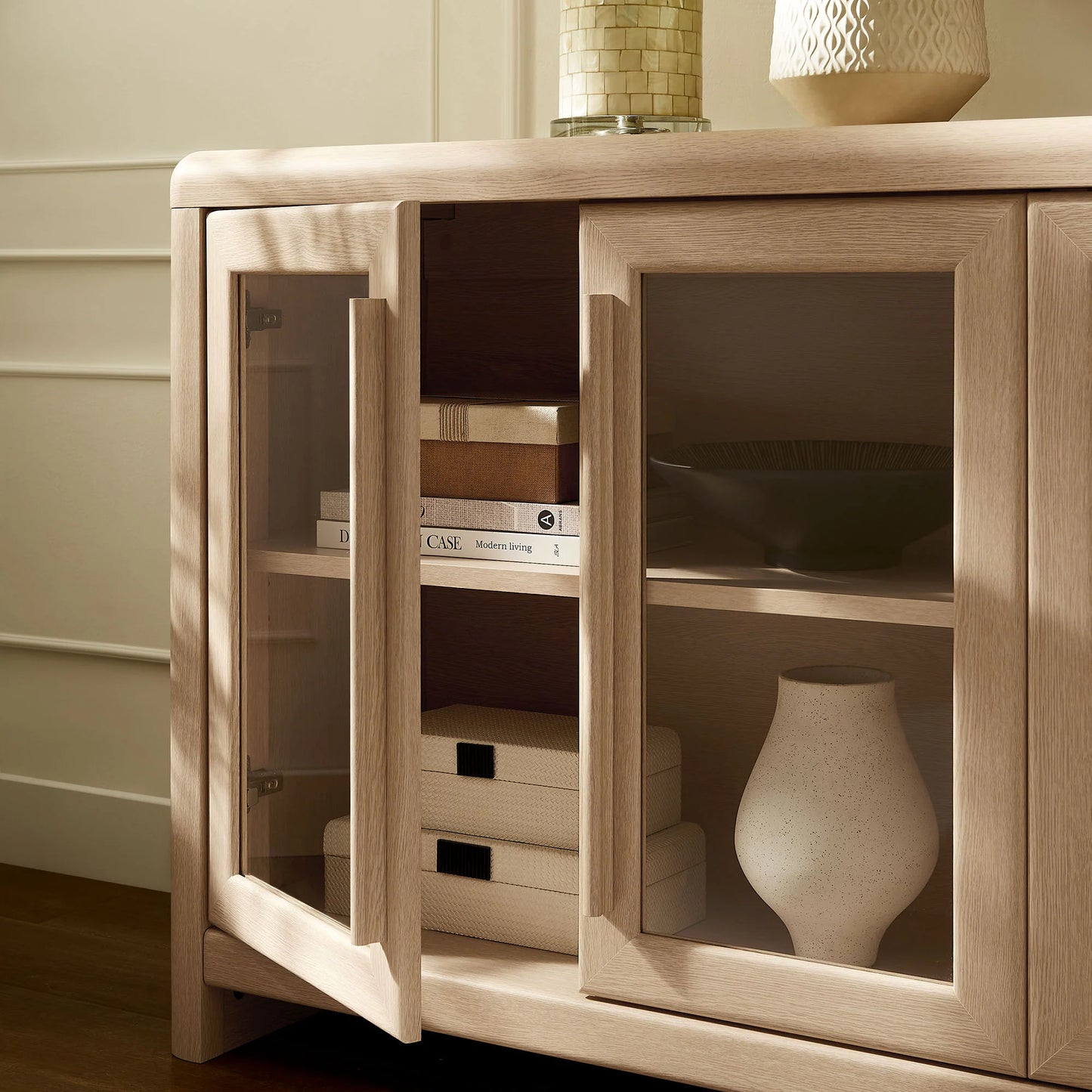 Evren 4-Door Sideboard Cabinet in Ash – Modern Storage & Display Solution for Dining or Living Rooms