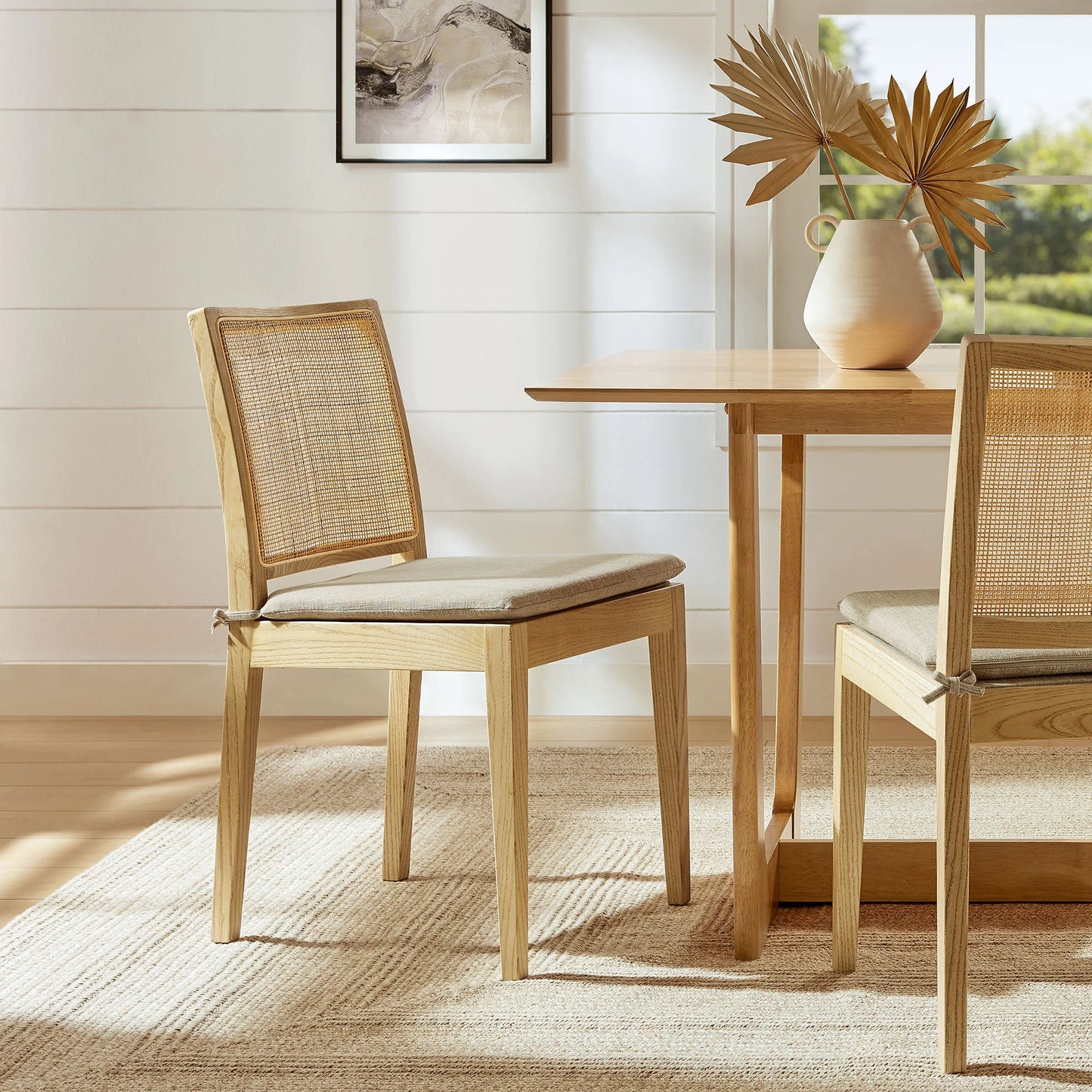 Ovard Wood and Rattan Dining Chair – Natural Textured Seating for Modern Boho or Coastal Dining Spaces