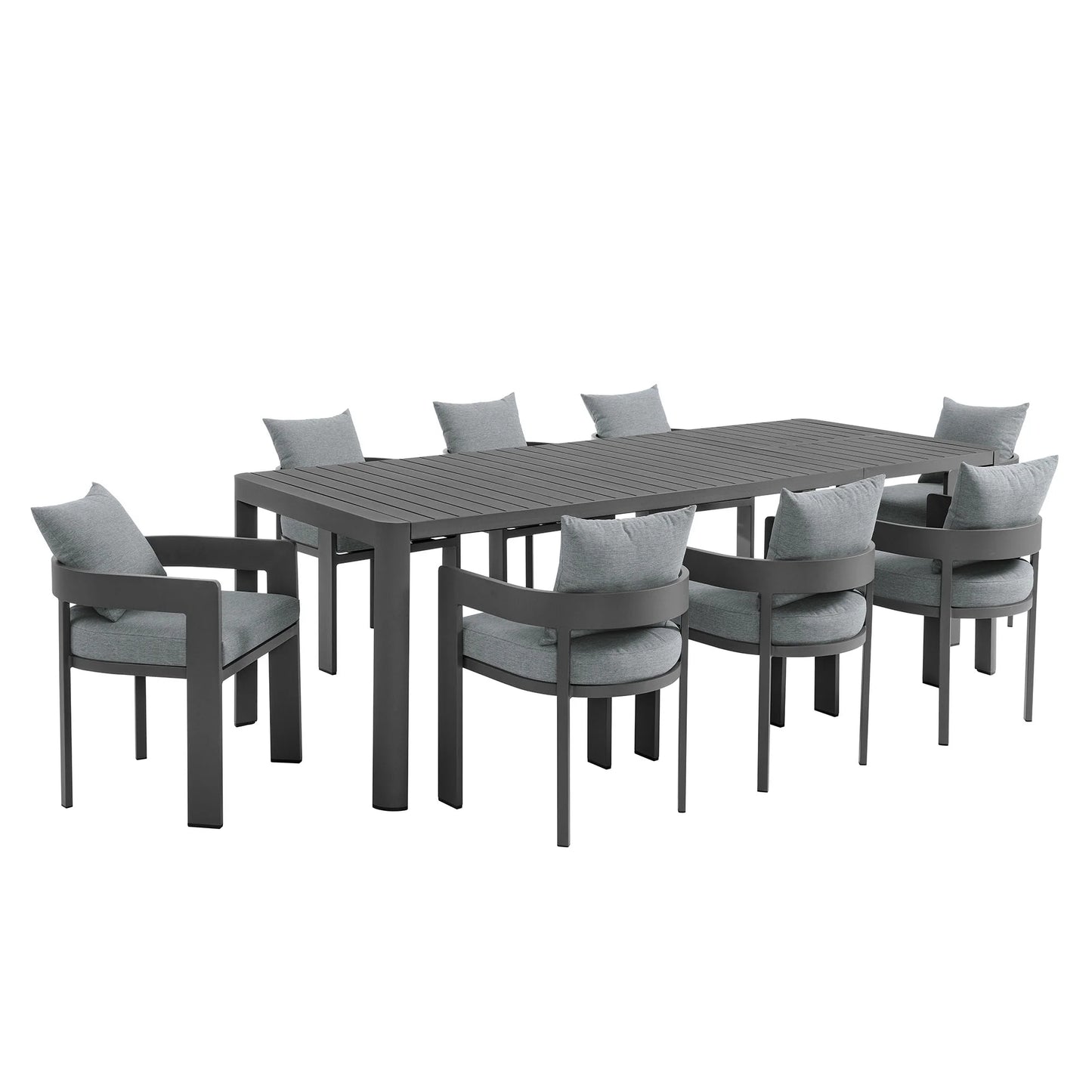 Tahoe 9-Piece Outdoor Aluminum Dining Set – Extendable Table for Spacious Modern Patio Entertaining