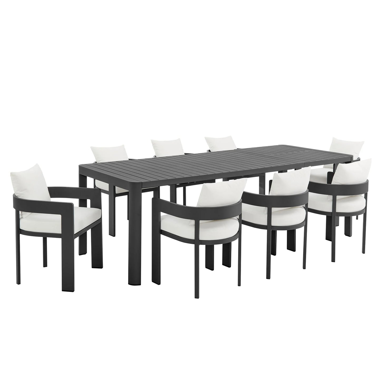 Tahoe 9-Piece Outdoor Aluminum Dining Set – Extendable Table for Spacious Modern Patio Entertaining