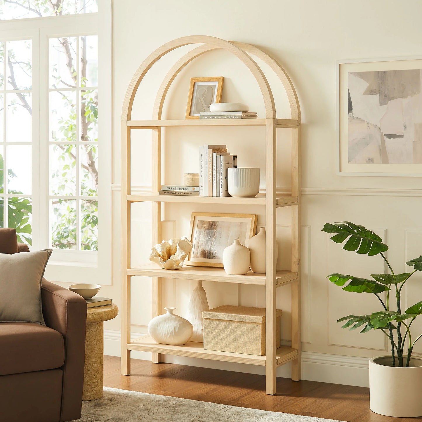 Vexley 72" Arched Bookshelf – Tall & Stylish Storage for Any Room