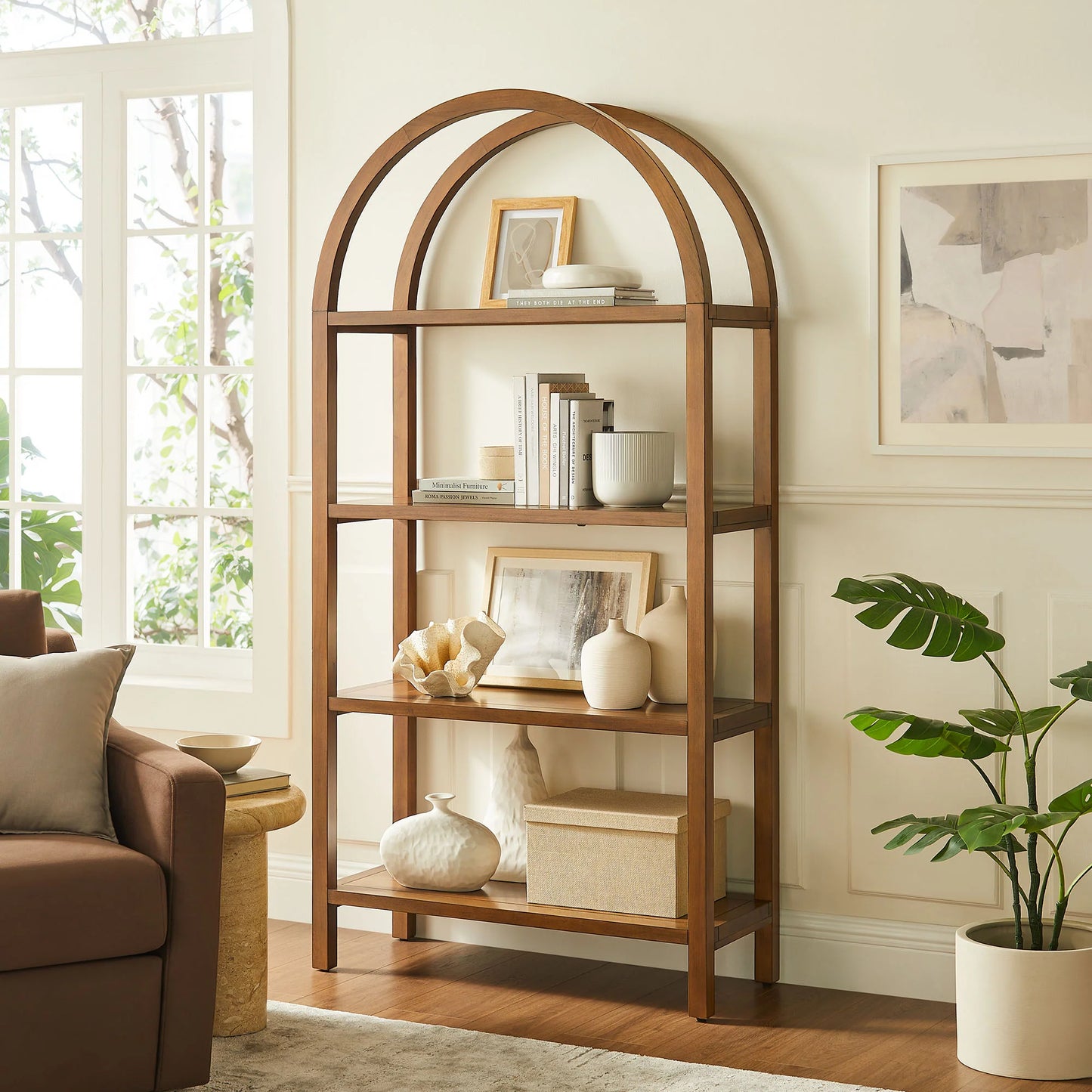 Vexley 72" Arched Bookshelf – Tall & Stylish Storage for Any Room