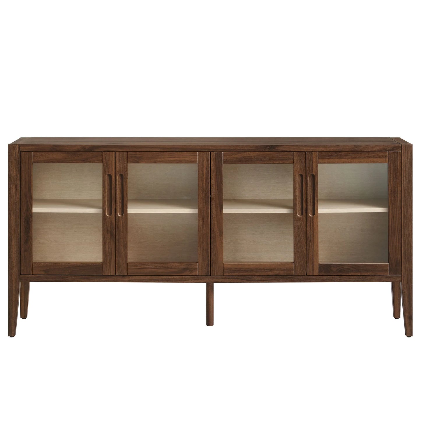 Nell Glass Door Sideboard Cabinet – 72" Walnut Finish with Ample Storage
