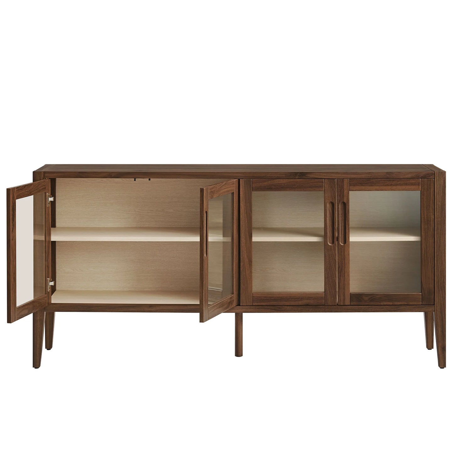 Nell Glass Door Sideboard Cabinet – 72" Walnut Finish with Ample Storage
