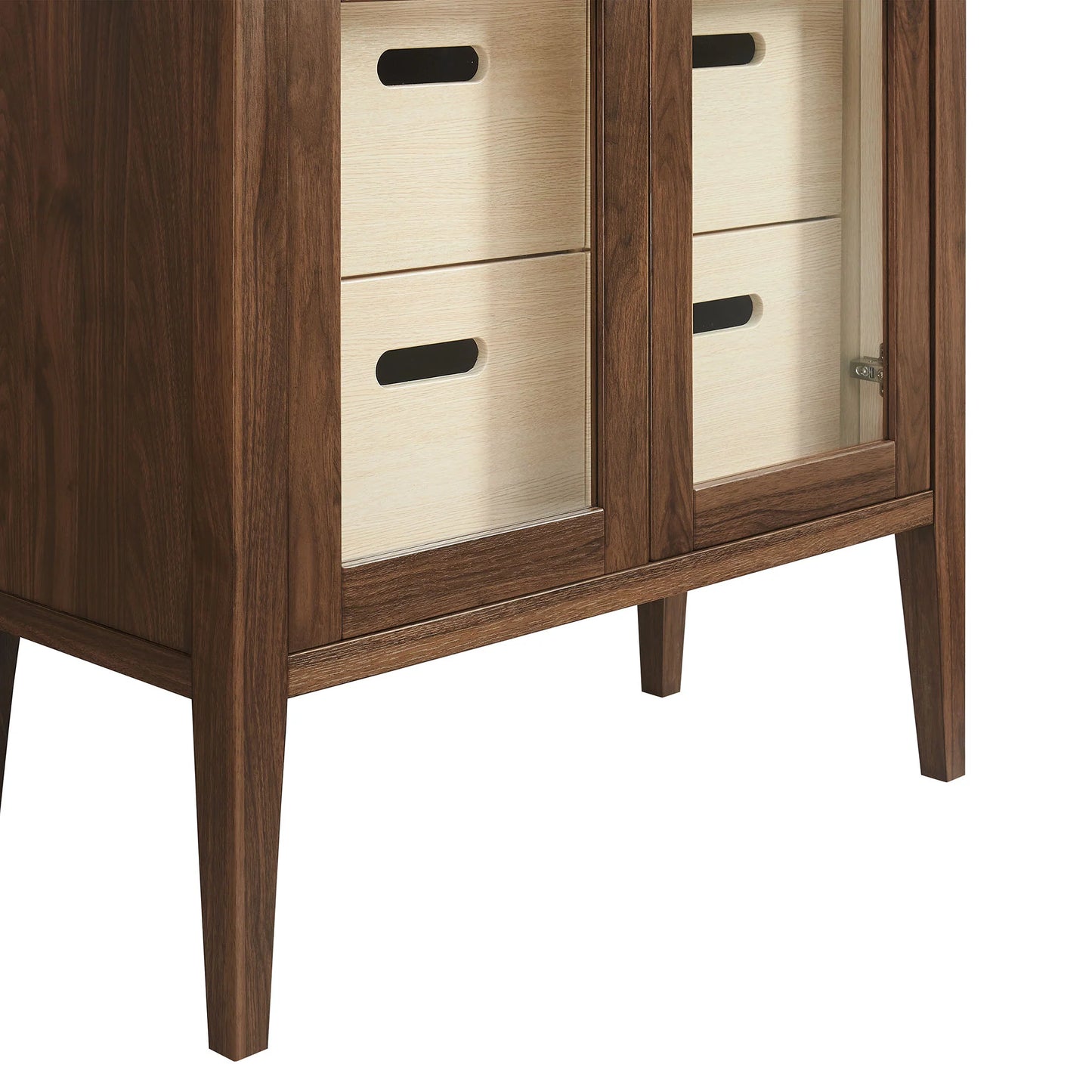 Nell 71" Tall Walnut Display Cabinet with Glass Doors – Elegant Storage Solution