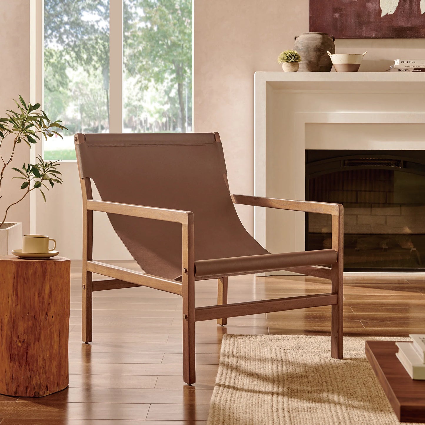 Sonora Sling Chair in Genuine Leather – Stylish & Comfortable Accent Chair