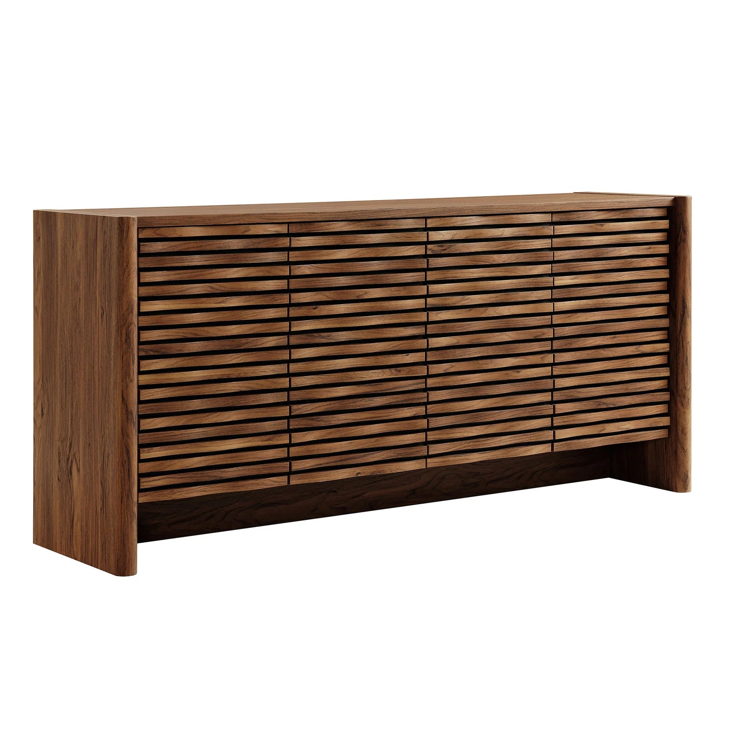 Emric Wave 66" 4-Door Sideboard in Walnut – Modern Curved Storage Cabinet