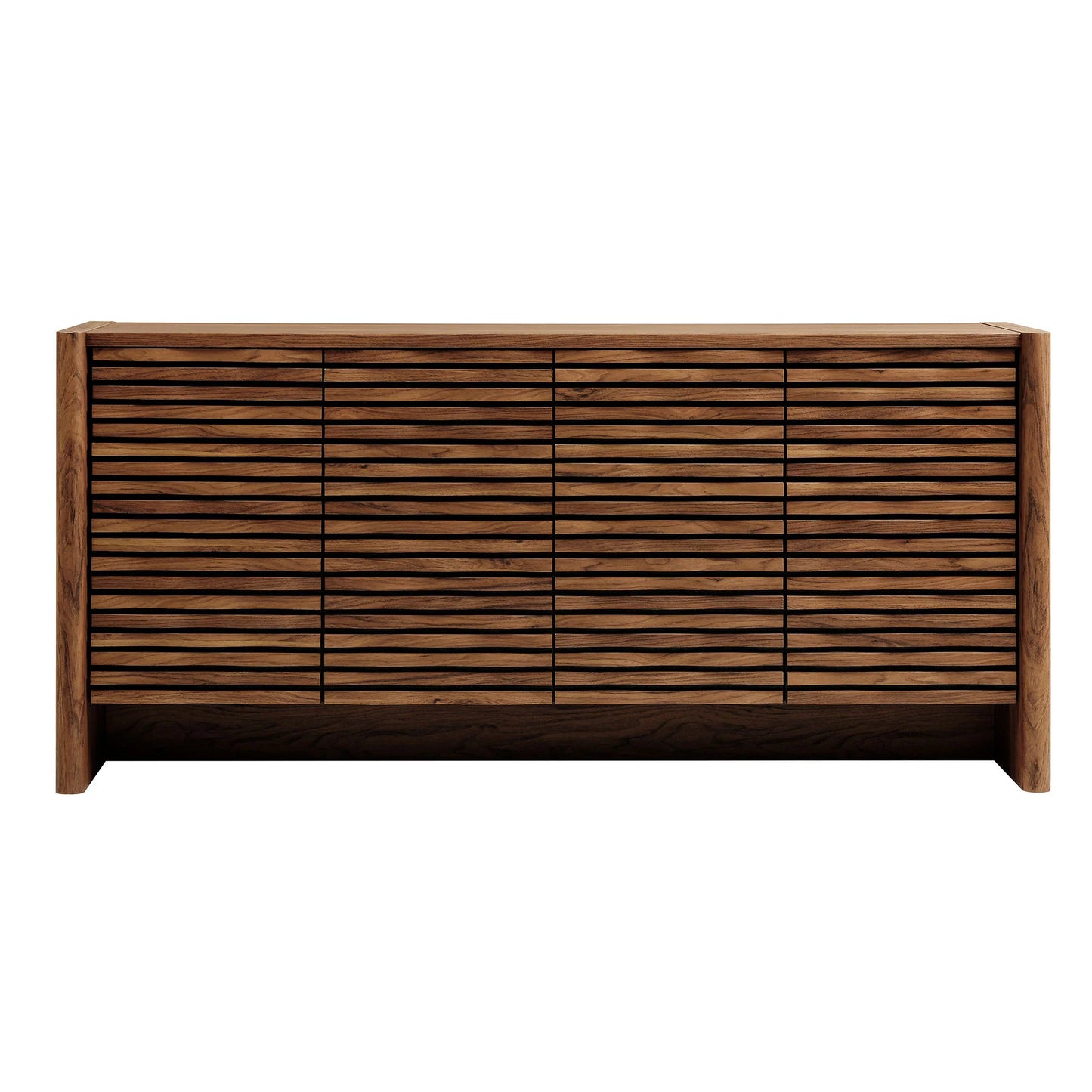 Emric Wave 66" 4-Door Sideboard in Walnut – Modern Curved Storage Cabinet