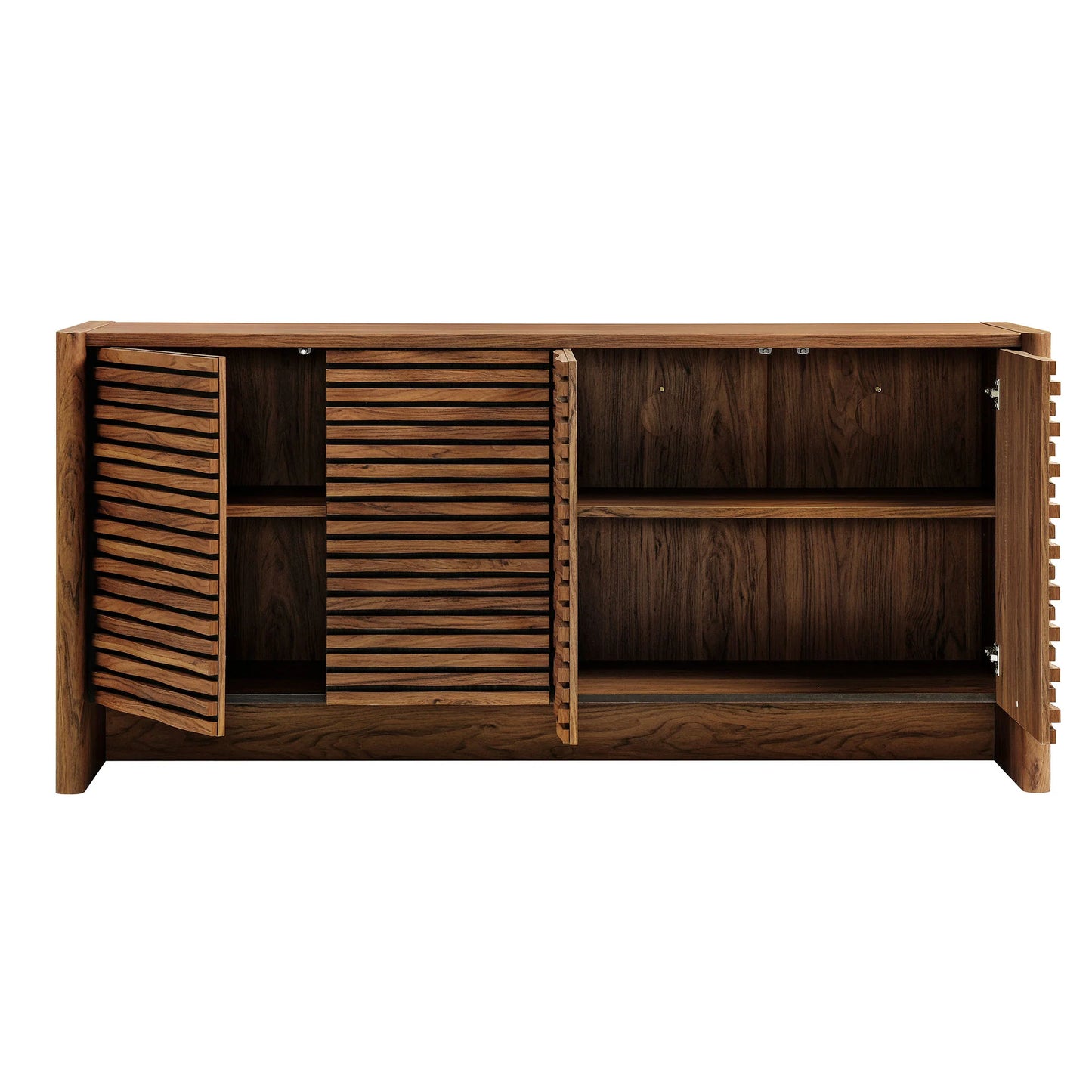 Emric Wave 66" 4-Door Sideboard in Walnut – Modern Curved Storage Cabinet