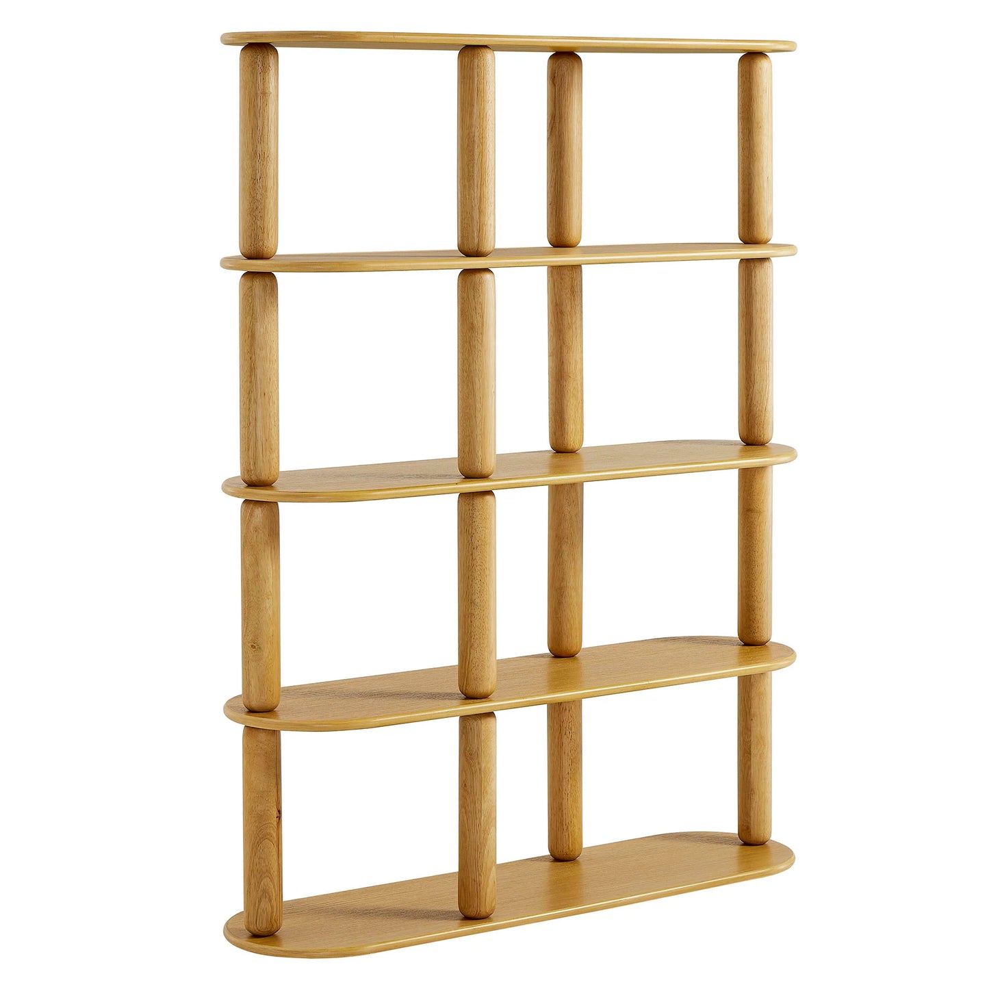 Arcus 4-Tier Oval Wood Bookshelf in Oak – Modern Open Shelf Display Unit